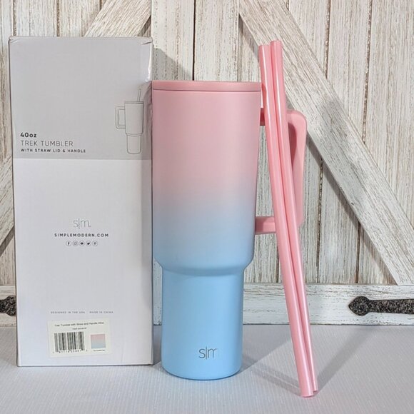 Simple Modern 40 oz Trek Tumbler with Handle and Straw Lid Sweet Taffy NIB - Picture 2 of 6